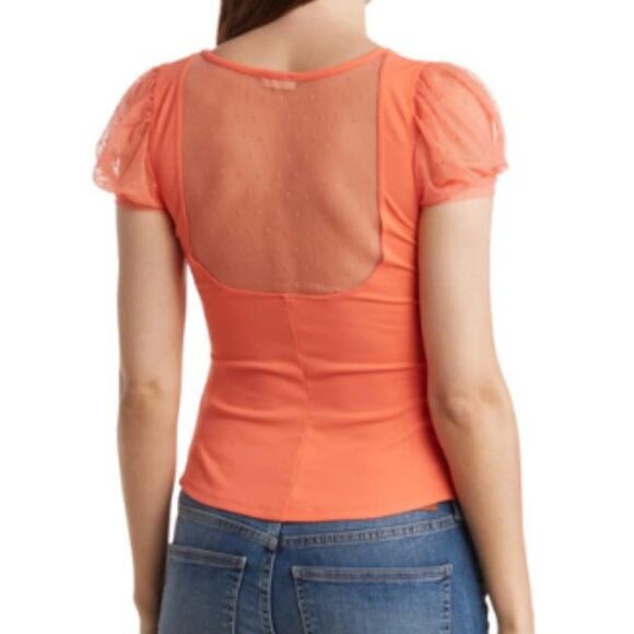 New ~ FREE PEOPLE  ~ Blush Up Ruched Blouse XS STRETCHY FALL VIBES - Picture 9 of 9